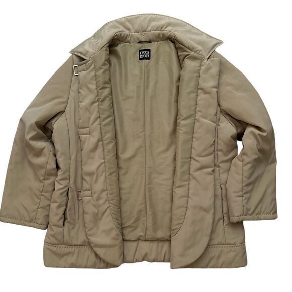 Cinzia Rocca Cream Color Winter Coat Jacket - Removable Fur Collar Size 18 - Picture 5 of 14